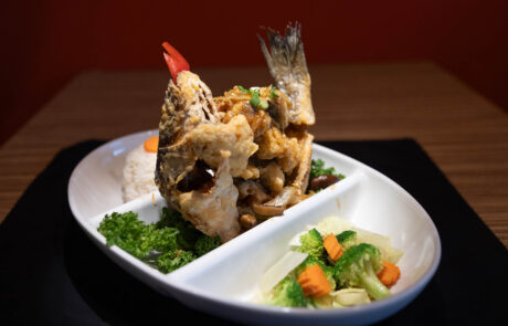 Whole Bronzino with Basil Sauce